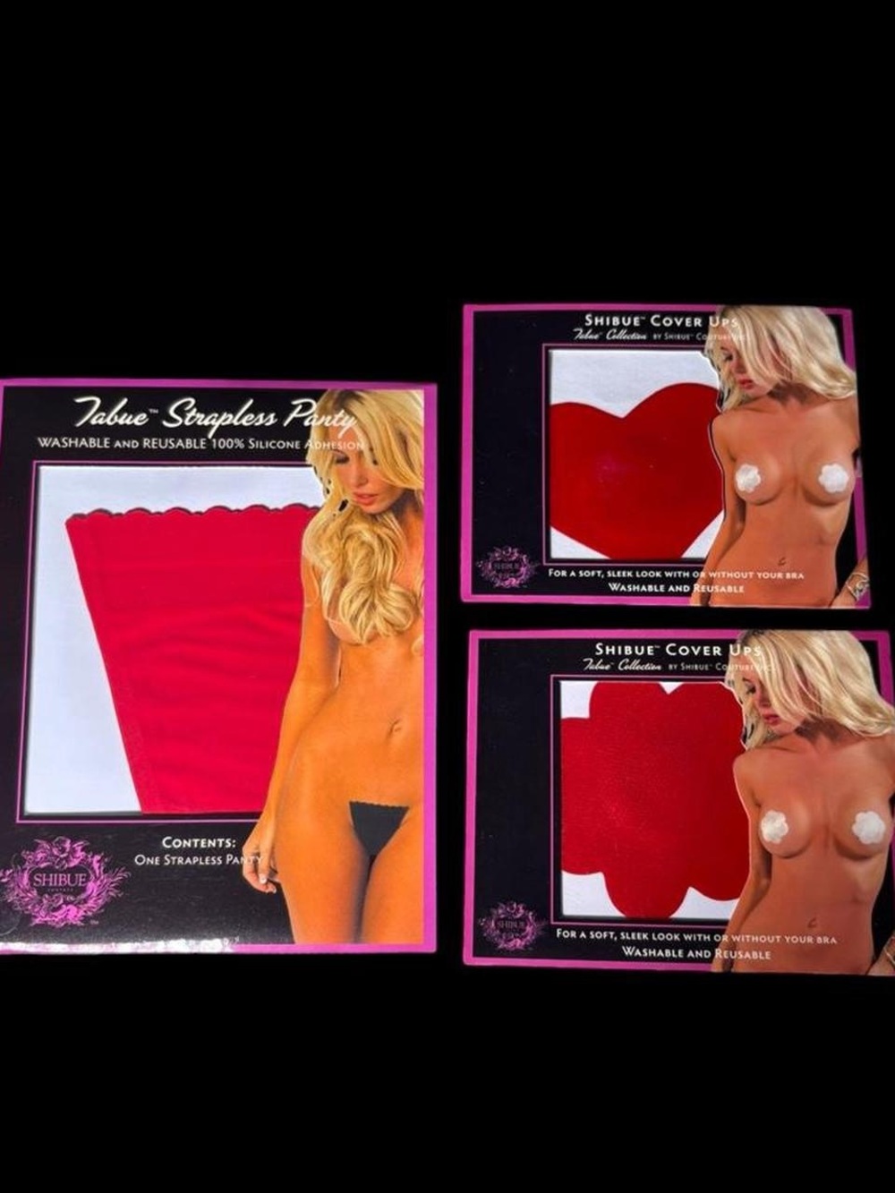 Red Strapless Silicone Panty and Cover-Up Set